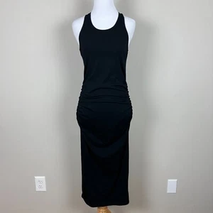 Vestido midi Michael Stars espalda cruzada para mujer mediano negro fruncido ceñido al cuerpo 9579 M - Imagen 1 de 16