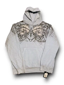 Felpa con cappuccio pesante Affliction Skulls bambino blu taglia XL nuova con etichetta - Foto 1 di 4