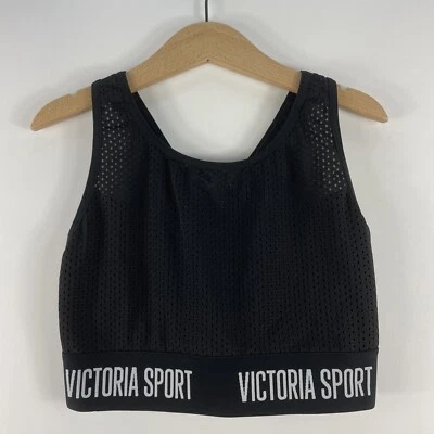 VICTORIA'S SECRET SPORT Yoga Sports Bra Top Black Mesh Womens Sz Small NEW NWOT - Image 1 of 4