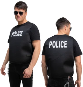 Police Vest Adults Policeman Police Officer Fancy Dress Costume Mens Cop - Picture 1 of 1