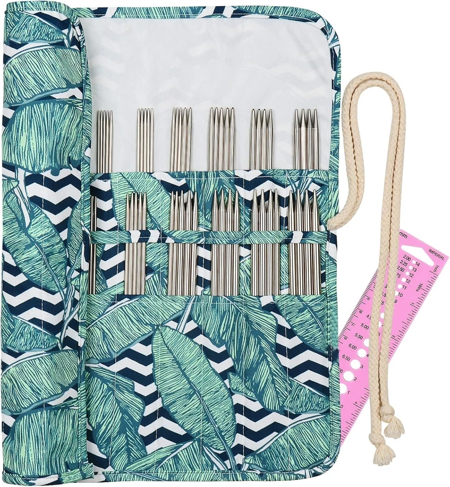 Edelstahl Stricknadeln Set mit Rolltasche 20 cm Lang Doppelspitzen - Bild 1 von 1