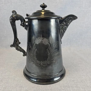 Antique Victorian Silverplate Teapot Jas Stimpson 1854 Patent Floral Engraved - Picture 1 of 12