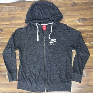 Nike dunkelgraues leichtes Langarm-Sweatshirt mit Reißverschluss vorne und Kapuze, Damen XL - Bild 1 von 7