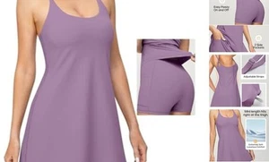 Womens Tennis Dress with Shorts Underneath & Bra Athletic Dress for Women - Picture 1 of 7