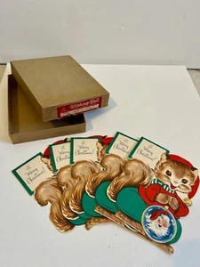 VTG CHRISTMAS GREETING CARDS DIECUT STAND UP UNUSED INCOMPLETE BOX GIBSON RARE - Photo 1/5