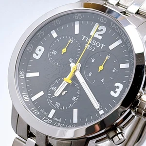 Reloj para hombre Tissot T055417A PR200 cronógrafo fecha esfera plateada negra - Imagen 1 de 10