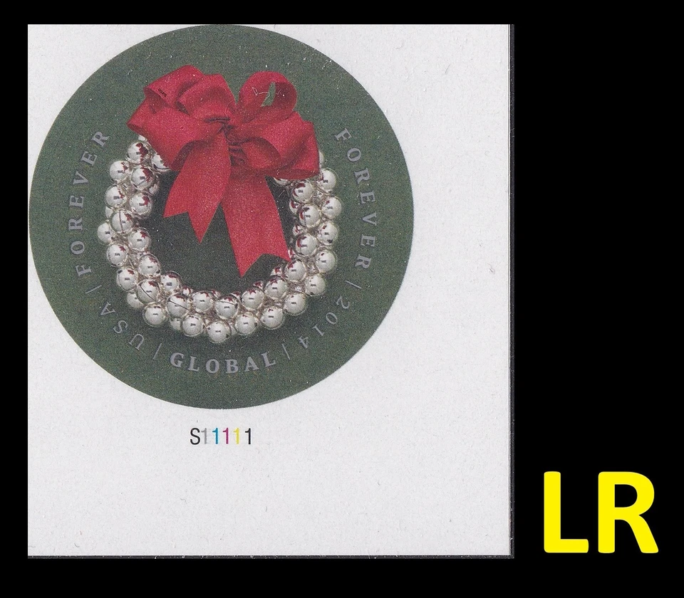 US 4936a Silver Bells Wreath global imperf NDC plate single LR MNH 2014 - Image 1 of 1