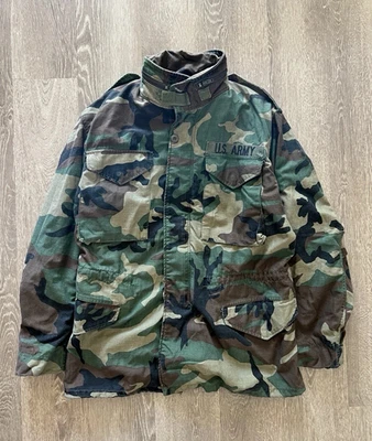 Chaqueta de Campo Alpha Industries M-65 Woodland Camuflada De Colección Para Hombre Pequeña Hecha en EE. UU.  Foto 1 de 4