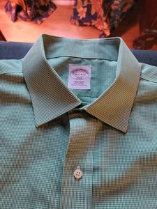 Brooks Brothers 346 Men's Regular Fit Non-Iron Green Stripe Dress Shirt 16.5-4/5 - Picture 1 of 12