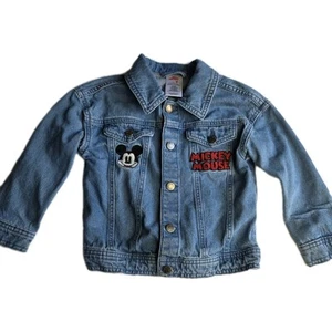 DISNEY MICKEY MOUSE Denim JEAN JACKET w/ PATCHES Trucker SIZE 5 Girls Boys  - Picture 1 of 6