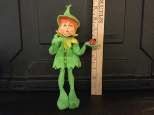 Annalee 2010 Green Spring Whimsy Elf Holding Ladybug 8” - Picture 1 of 3