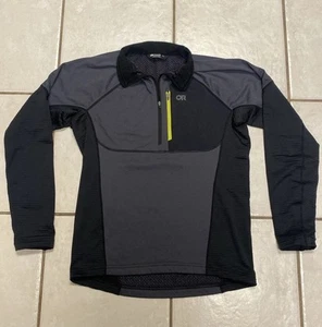 Outdoor Research Jacket MENS M DEVIATOR Fleece Half Zip Running STORM BLACK - Picture 1 of 8