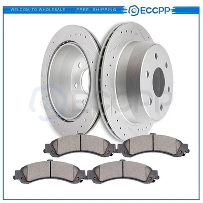 Rear Drilled & Slotted Ceramic Brake Pads And Rotors For Chevrolet Suburban 1500 - Imagem 1 de 4
