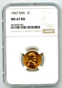 1967 SMS 1C LINCOLN PENNY - NGC MS67 RD CENT - Picture 1 of 2