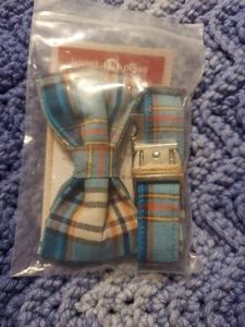 Lionet Paws Boy Dog Collar with Bowtie, Comfortable Adjustable Blue Plaid Small - Picture 1 of 3