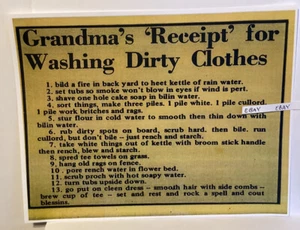 ROPA DE LAVADO DE LA ABUELA DEL PAÍS TEMPRANO HILLBILLY ""RECIBO"" LISTA PINTORESCA MALA ORTOGRAFÍA - Imagen 1 de 1