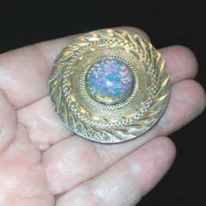OLD HECHO EN MEXICO 925K FOIL-WRAPPED OPAL BROOCH/PENDANT HALLMARKED - Picture 1 of 7