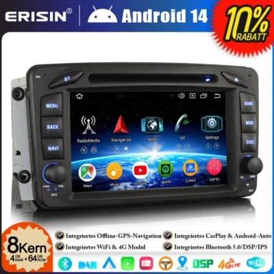 Android 14 DAB+GPS Autoradio Mercedes Classe A/C/G/CLK W209 W203 Viano Vito W463 - Imagen 1 de 4