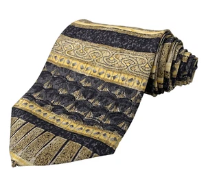COCKTAIL COLLECTION Silk Necktie Mens Size 3.75" x 58" Blue Gold Tie Corp Church - Picture 1 of 7