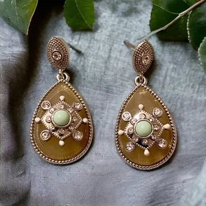 Lia Sophia Silver Tone Crystal Dangle Drop Stud Earrings - Picture 1 of 5