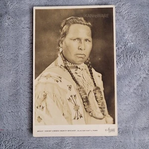 9523-Chief Owen Heavy Breast RPPC Glacier National Park TJ Hileman Postcard 1925 - Picture 1 of 5