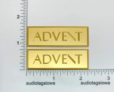 Advent Speaker Badge Logo Emblem Engraved Solid Brass Pair Custom Made - Image 1 of 4