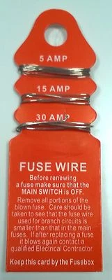 MERCURY FUSE WIRE CARD 5 amp 15 amp and 30 amp FUSE BOX WIRE ELECTRICAL FUSE WIRE CARD