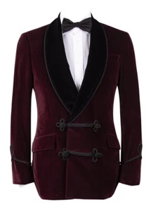 Burgunderrot Smoking Herrenjacken Elegant Luxus Stilvoll Designer Partykleidung Blazer - Bild 1 von 9