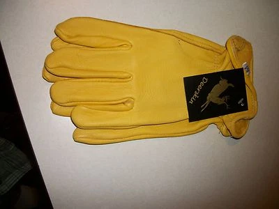 NO1 GRADE MEN YELLOW ( NATURAL) DEER SKIN LEATHER GLOVES BIKE HORSE RIDING WORK  - Image 1 of 4