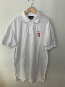 Polo Psycho Bunny Pima Algodón Manga Corta Blanco Naranja Borde Para Hombre’s 8 XXL - Imagen 1 de 9