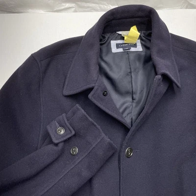 Lands End Men's Wool Trench Jacket Size 42 Tall Navy Blue - Image 1 of 4