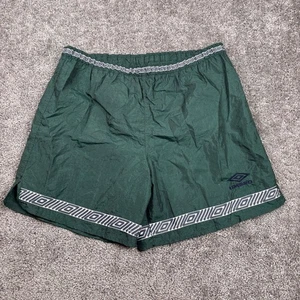 Vintage Umbro Shorts Men Medium Green Stripe Soccer Gym Sport 90s Made In USA - Picture 1 of 5