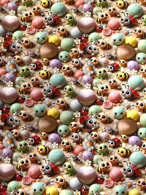 Baumwollstoff Kinderstoff Digitaldruck Biene Marienkäfer Breite 150cm - Bild 1 von 2