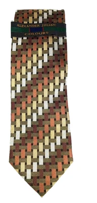 Gravata Alexander Julian Colours masculina marrom geométrica tecido seda multicolorida - Imagem 1 de 4