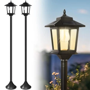 63" Solar Lampenpfosten 2er Pack, Außenleuchten wasserdicht, Mastleuchten Außen, Fl... - Bild 1 von 7
