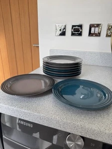 Le Creuset Stoneware Side Plates Grey And Teal x 9 - Picture 1 of 2