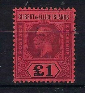GILBERT & ELLICE IS. SG24 1924 £1 PURPLE & BLACK ON RED USED (d) - Picture 1 of 1