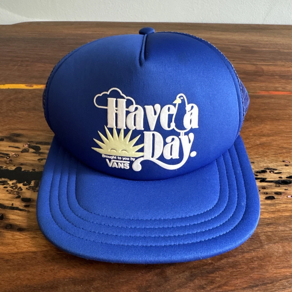 Raro Agotado Vans Have A Day Trucker Snapback Azul/Blanco - Gorra Unisex Foto 1 de 4
