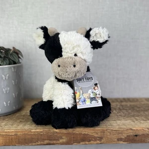 Jellycat Medium Fuddlewuddle Cow - Calf Sitting Textured Retired Toy Beanie 9" - Picture 1 of 14