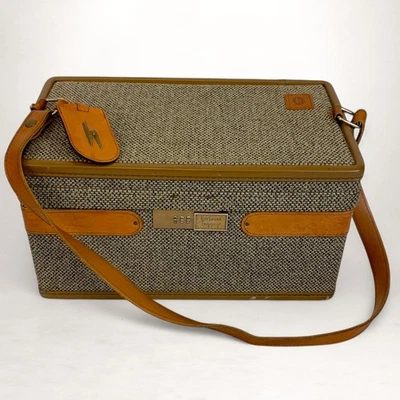 Hartmann Tweed Leather Luggage Cosmetic Makeup Carry-on Suitcase Overnight Bag - Image 1 of 4