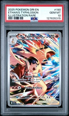 2025 POKEMON DRI EN-DESTINED RIVALS ILLUSTRATION RARE ETHAN'S TYPHLOSION PSA 10 - Image 1 of 2