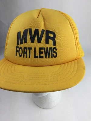VINTAGE GOLD US ARMY MWR~BALL CAP/HAT~ FORT LEWIS WA HTF - Image 1 of 4