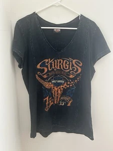 Harley Davidson Damen T-Shirt Sturgis 75th Rally Größe M Bedazzled On Back - Bild 1 von 5