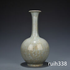12" China antique Song dynasty Ru kiln Green glaze Long neck bottle