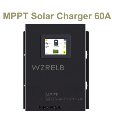 WZRELB MPPT Solar Controller 60A Battery Charger 12/24/36/48V LCD Home 170V Max