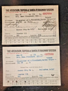 1934 Atchison, Topeka & Santa Fe Railway System Pass / Ticket KC MO-Fullerton-CA - Picture 1 of 3