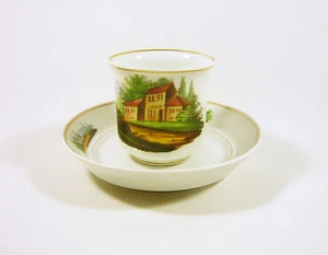 HAAS & CZJZEK, SCHLAGGENWALD, 19TH CENTURY CUP & SAUCER, H.PAINTED SCENE !(J018) - Picture 1 of 8