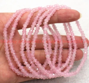 Wholesale 6 Pcs Natural 2x4mm Faceted Pink Rose Quartz Gemstone Bracelet 7.5in - Picture 1 of 12