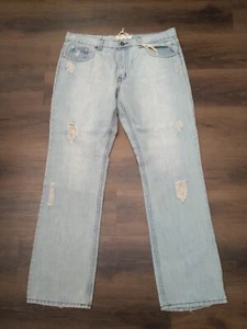 F.U.S.A.I. Mens Jeans Blue Size 38x34 Destroyed - Picture 1 of 9