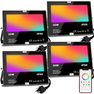 LED Flood Light Outdoor Equivalent APP Control Smart RGB Landscape Lighting 4-PC - Picture 1 of 9